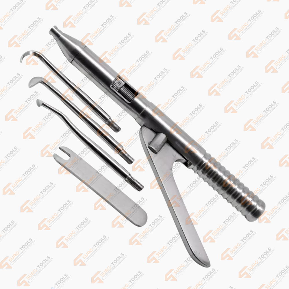 Dental Automatic Crown Bridges Remover Gun Kit Attachable 3 Points & 1 Wrench Orthodontics Stainless Steel Instruments